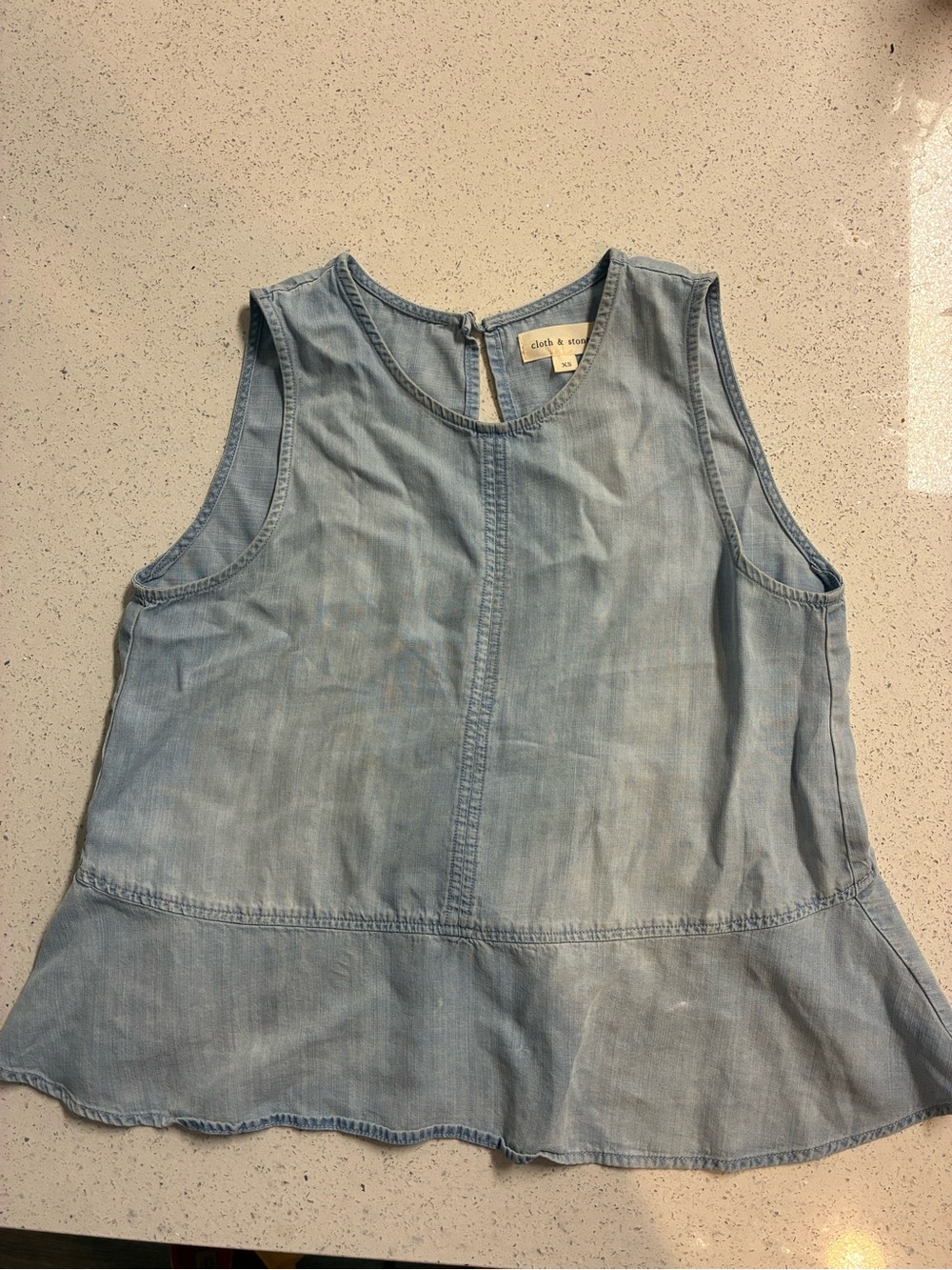 cloth & stone Light Blue Denim Peplum Tank Top